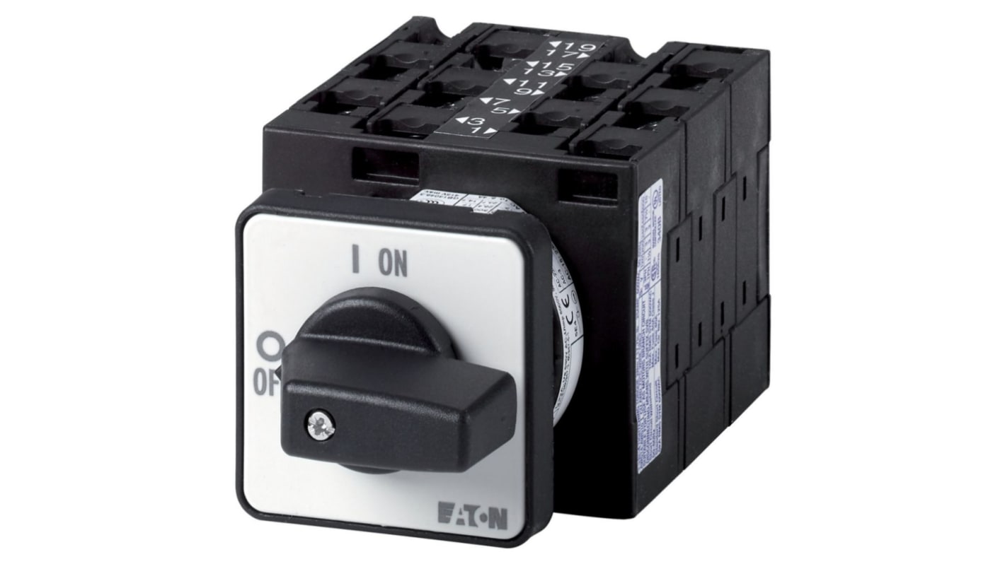 Eaton, 5P 9 Position 90° On-Off Cam Switch, 690V (Volts), 32A, Short Thumb Grip Actuator