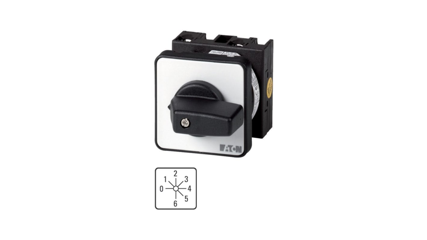 Eaton, 1P 6 Position 45° Multi Step Cam Switch, 690V (Volts), 20A, Toggle Actuator