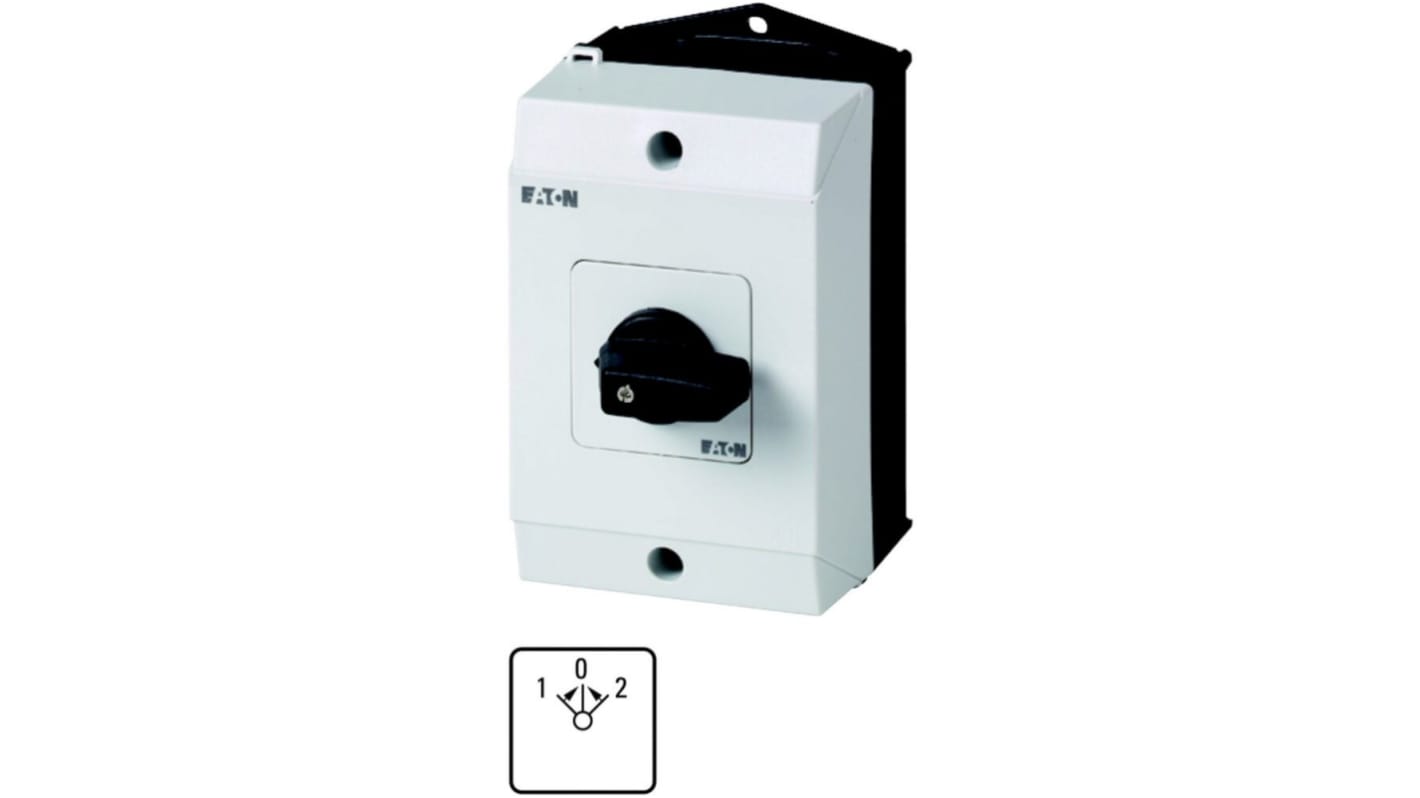 Eaton, 1P 3 Position 45° Changeover Cam Switch, 690V (Volts), 20A, Short Thumb Grip Actuator