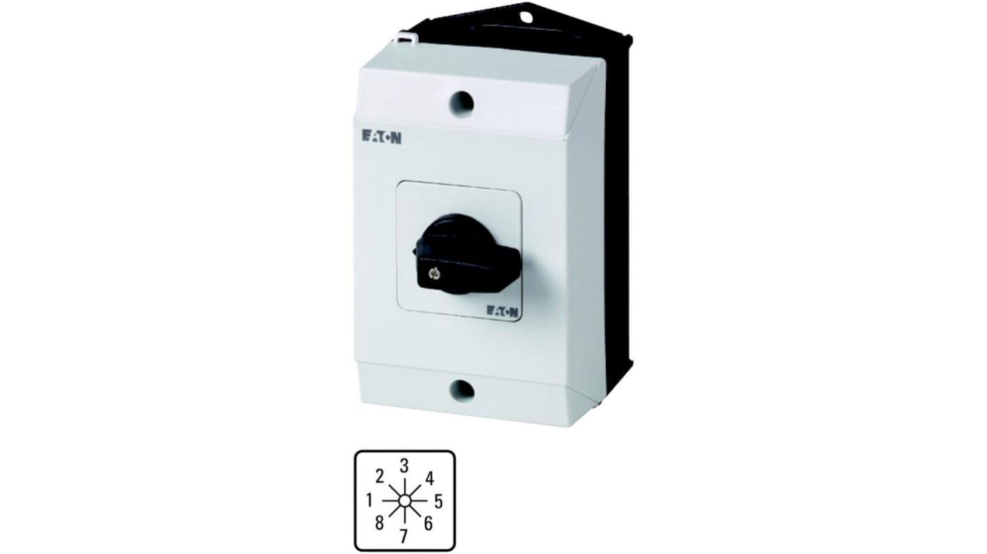 Eaton, 1P 8 Position 45° Multi Step Cam Switch, 690V (Volts), 20A, Toggle Actuator