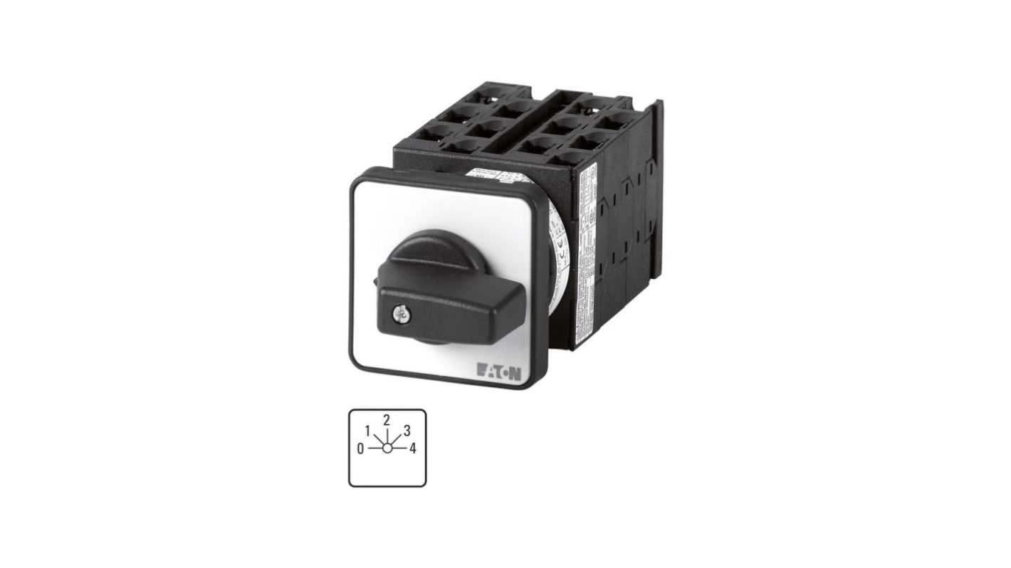 Eaton, 3P 5 Position 45° Multi Step Cam Switch, 690V (Volts), 20A, Short Thumb Grip Actuator
