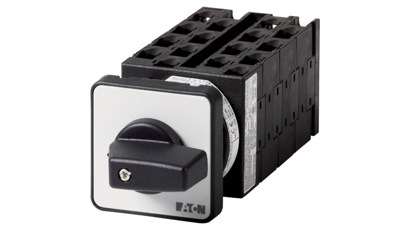 Eaton, 8P 2 Position 90° Changeover Cam Switch, 690V (Volts), 20A, Short Thumb Grip Actuator