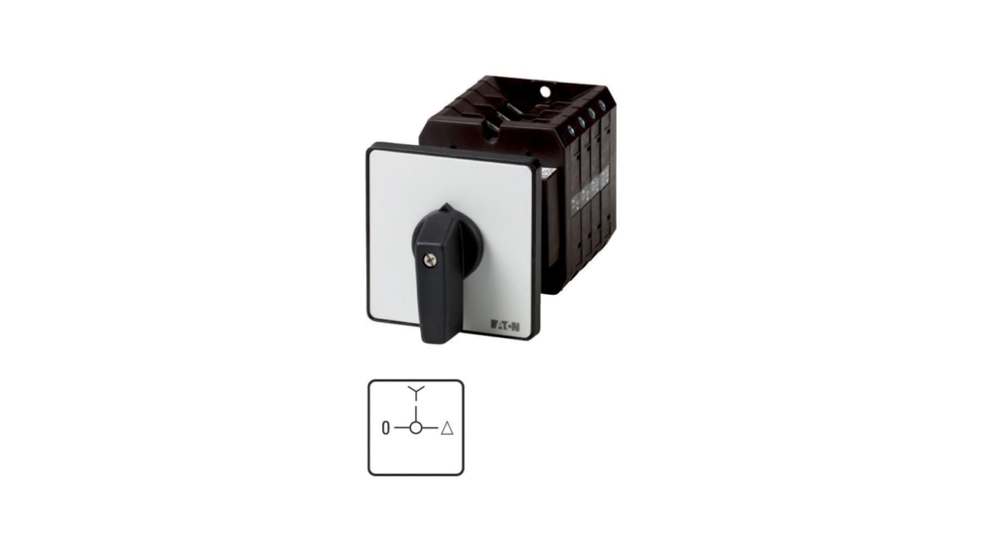 Eaton, 3P 3 Position 90° Star Delta Cam Switch, 690V (Volts), 63A, Short Thumb Grip Actuator