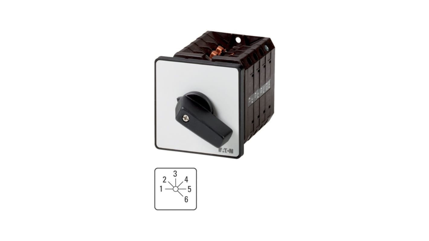Eaton, 1P 6 Position 45° Multi Step Cam Switch, 690V (Volts), 63A, Toggle Actuator