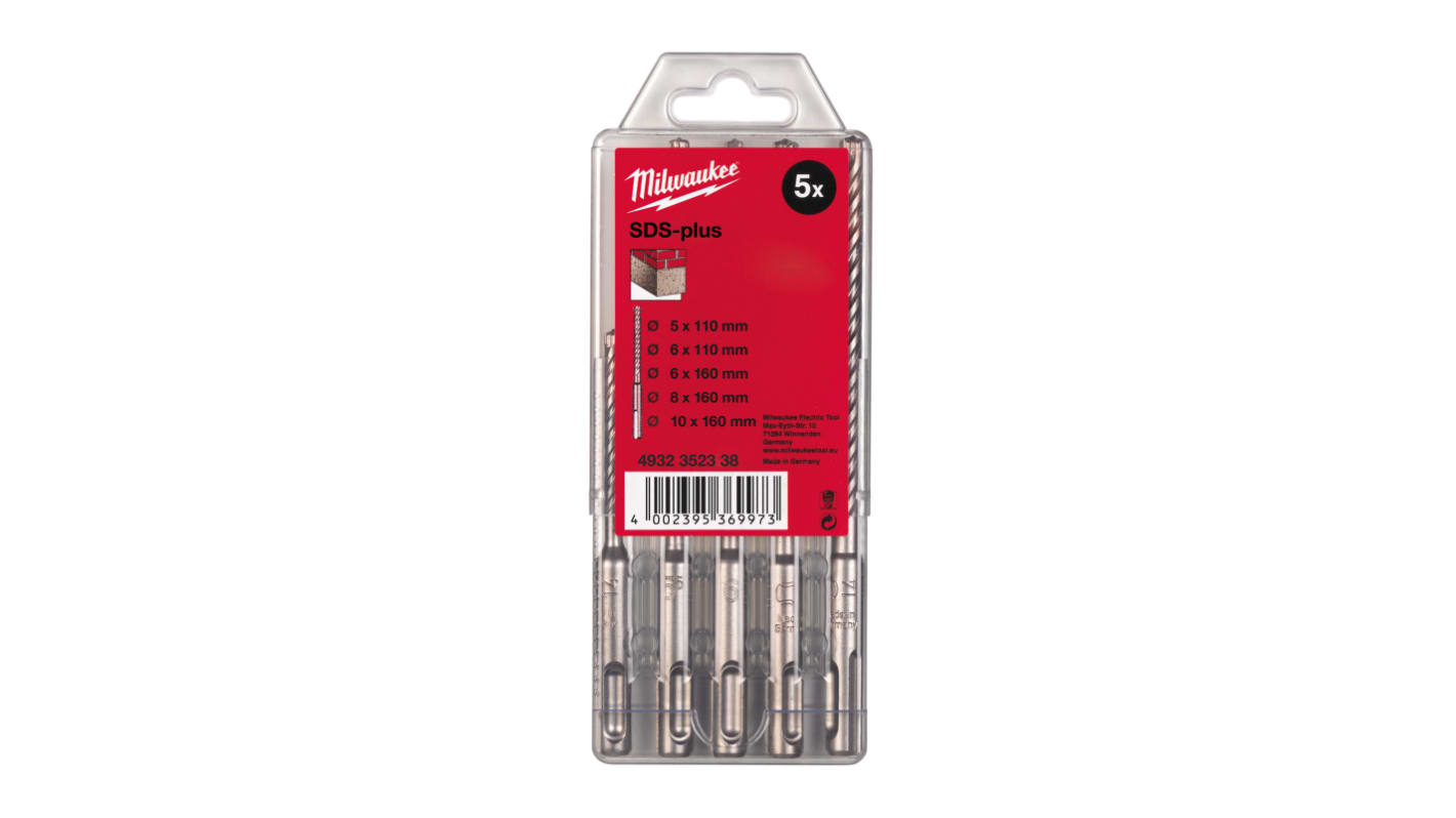 Coffret de forets SDS-Plus Milwaukee 5mm à 10mm, 5 pièces