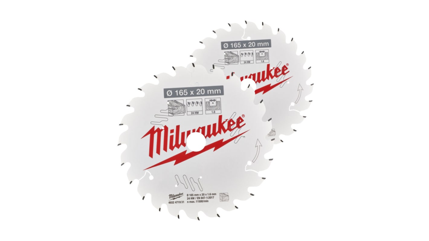 Lame de scie circulaire Milwaukee, 40 dents par pouce, pour Bois, X 2