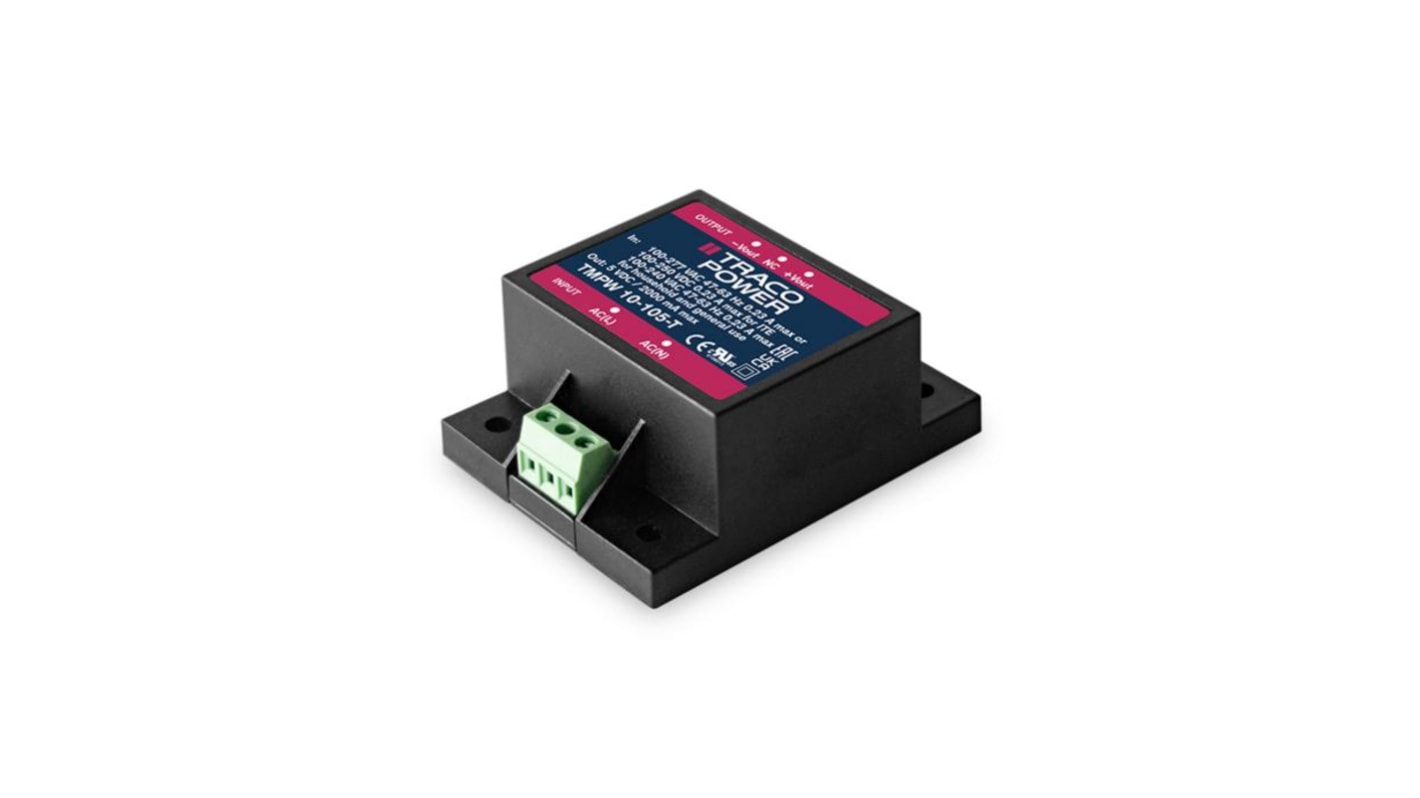 Alimentatore ca/cc TRACOPOWER TMPW 10-105-T, 10W, ingresso 90 → 305V ca, uscita 5V cc, 2A TMPW 10-T