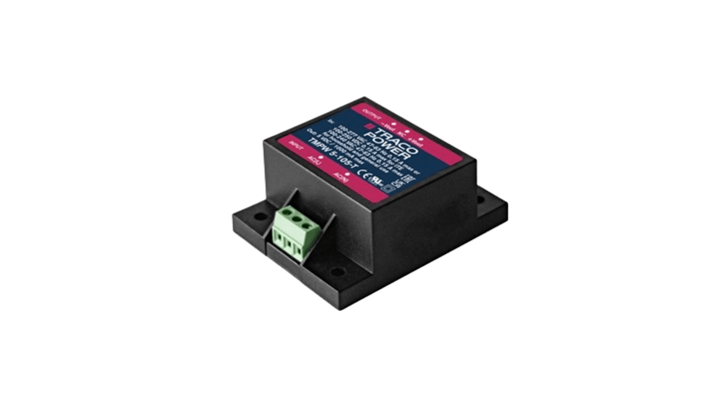 TRACOPOWER AC-DC Power Supply, TMPW 5-105-T, 5V dc, 1A, 5W, 1 Output, 90 → 305V ac Input Voltage