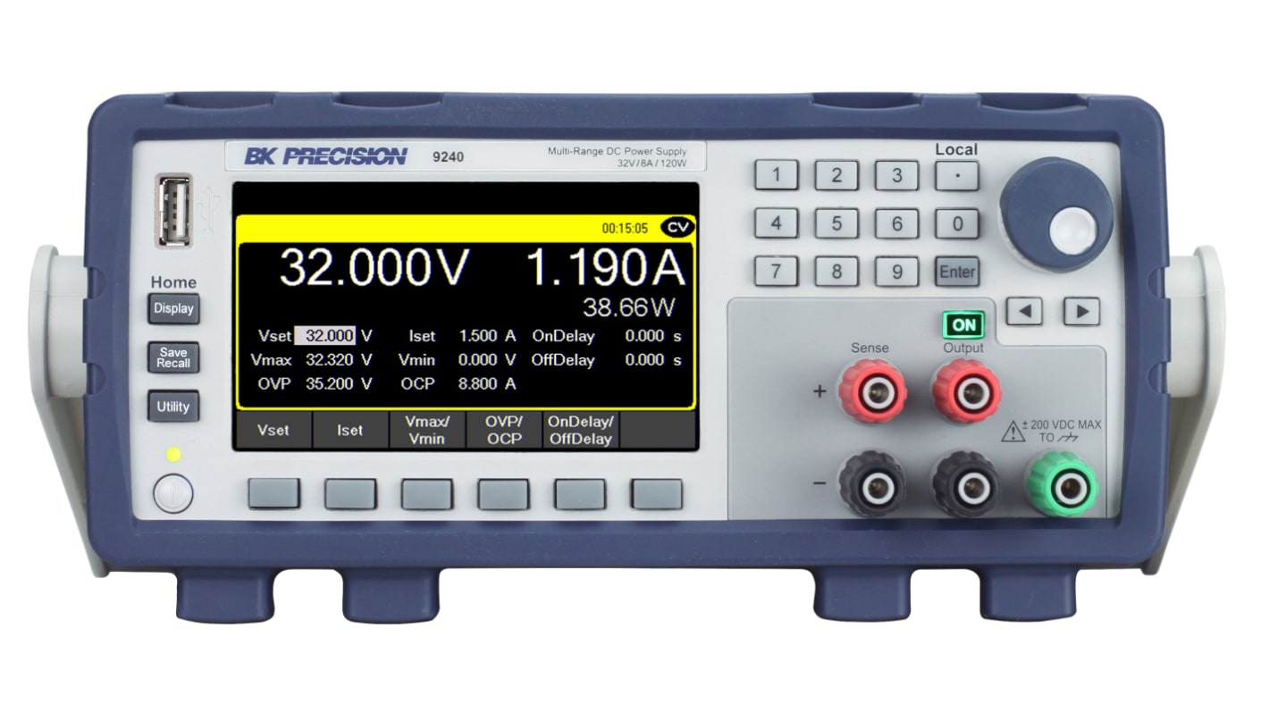 Fuente de alimentación BK Precision, calibrado RS, 4 salidas, 0 → 32V, 8A, 120W