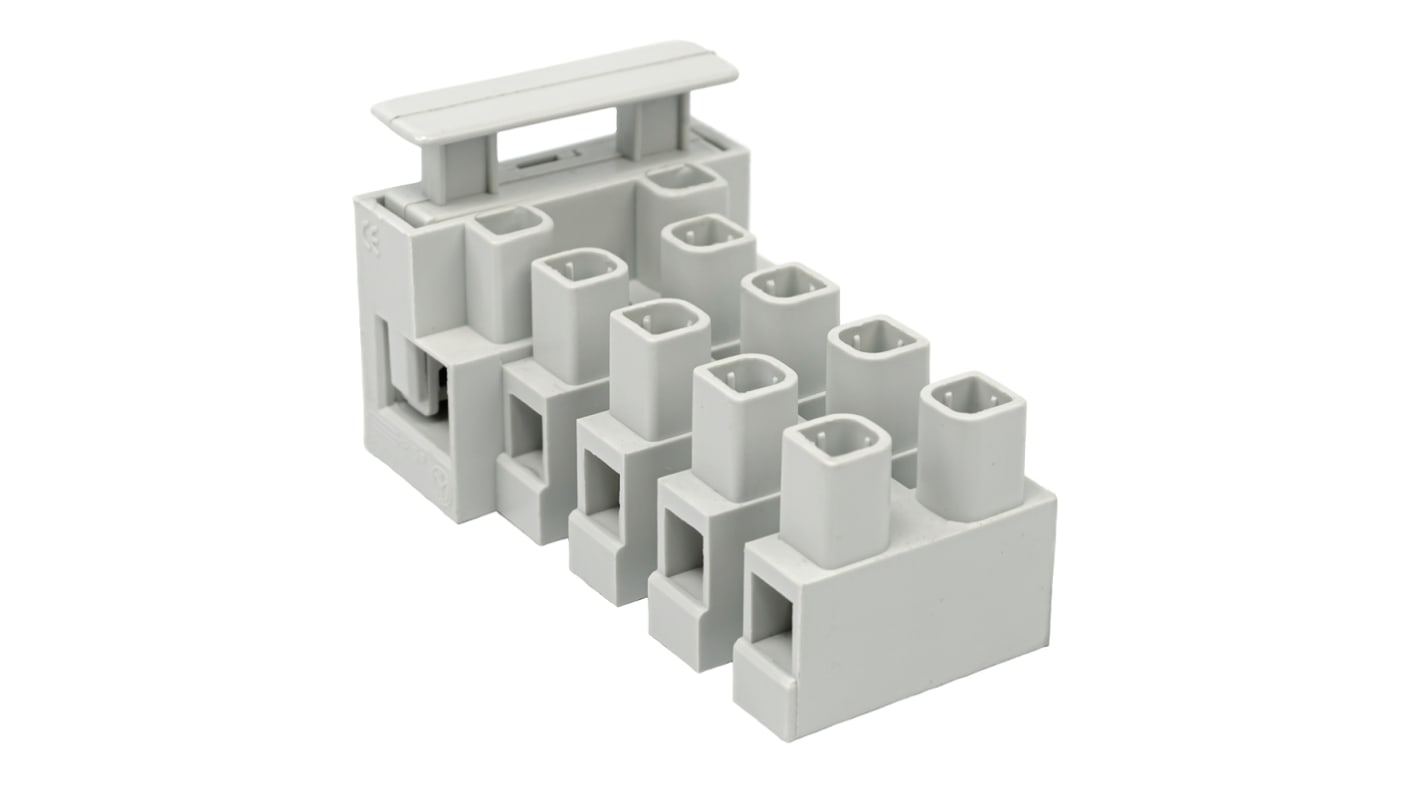 RS PRO Fused Terminal Block, 5-Way, 20A, 25mm Wire, Screw Down Termination
