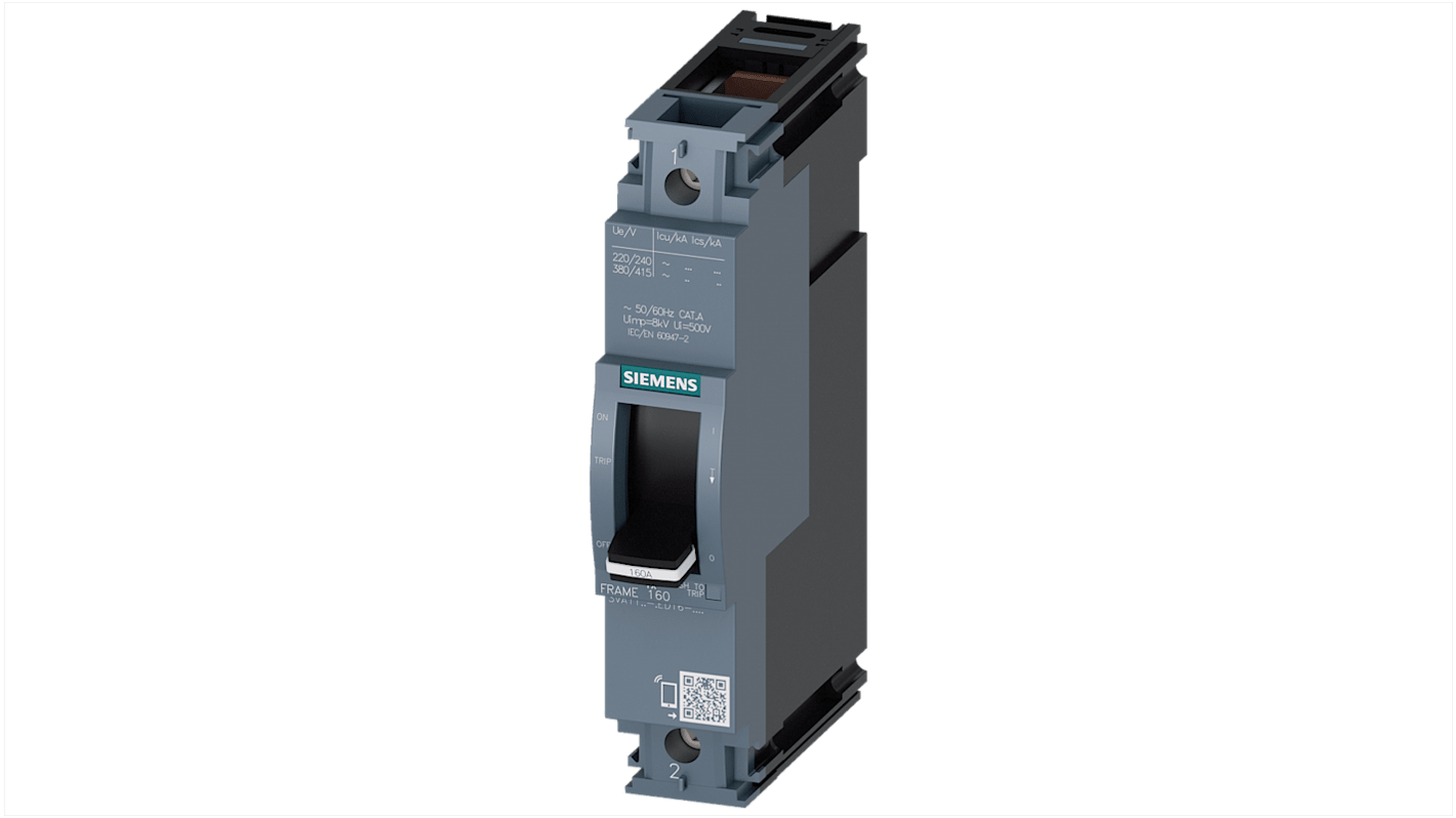 Siemens, SENTRON MCCB Molded Case Circuit Breaker 1P 40A, Breaking Capacity 55 kA, DIN Rail Mount