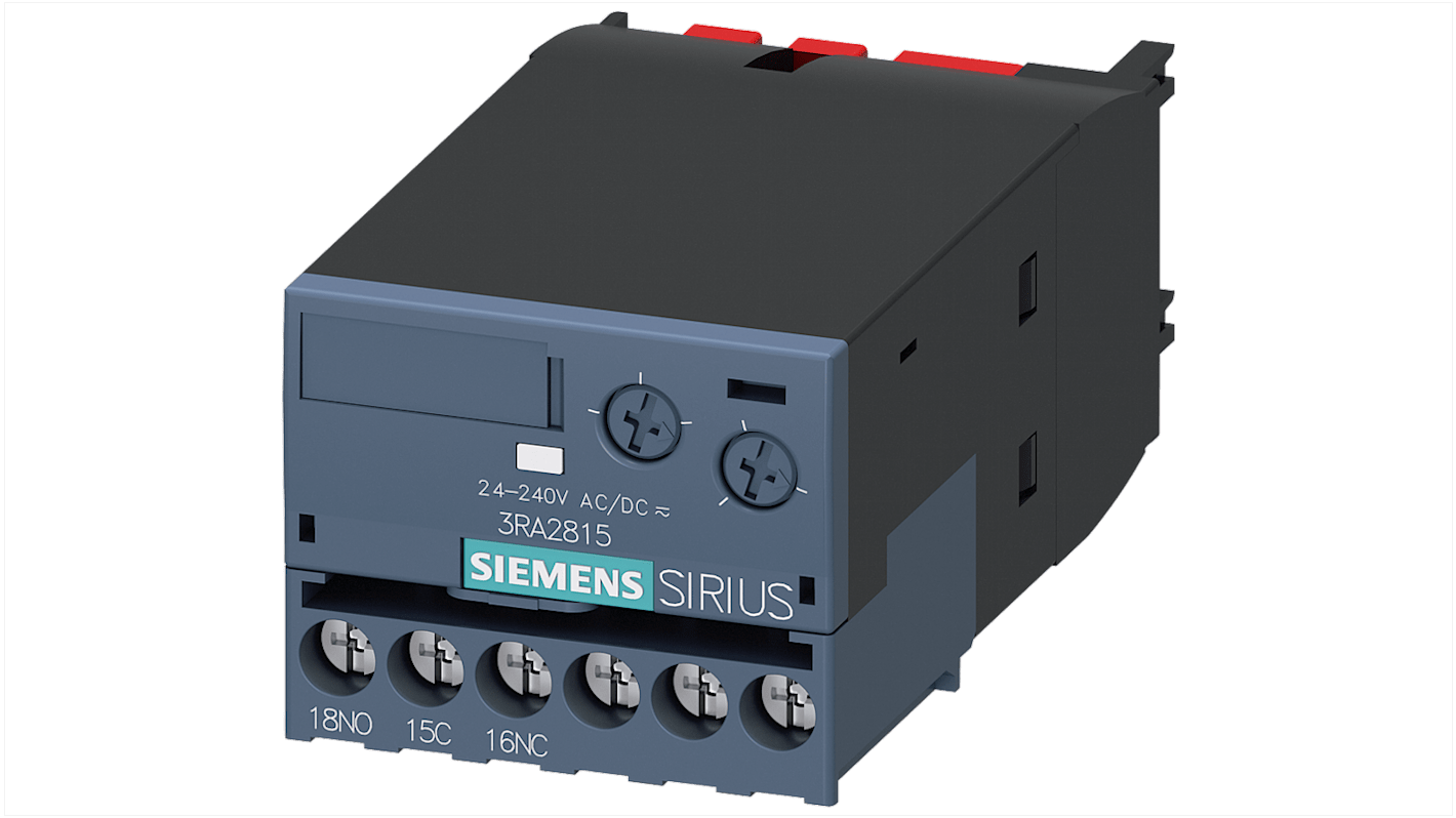 Siemens Auxiliary Switch Block, 1 Contact, 1 CO, Clip-On, SIRIUS 3RA28
