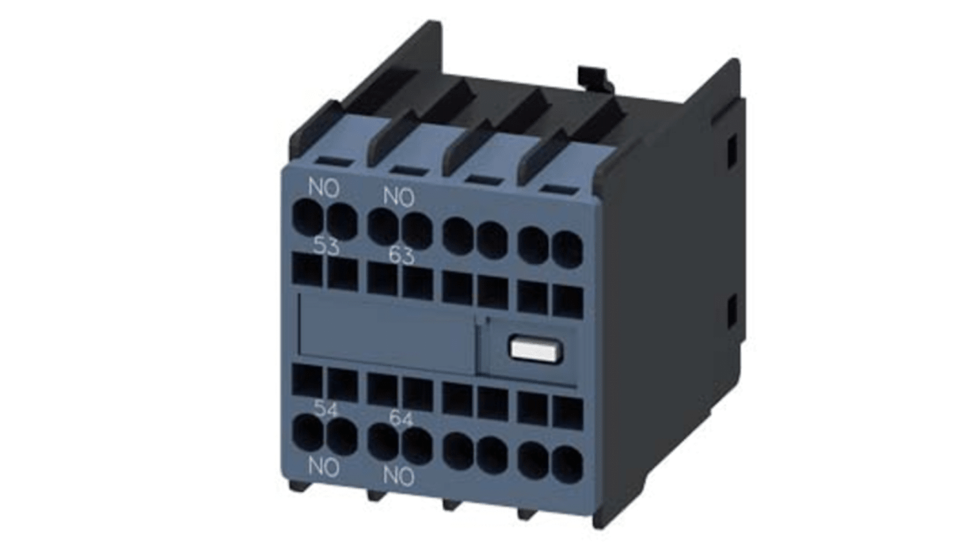 Siemens Auxiliary Switch Block, 2 Contact, 2 NO, Snap-On, SIRIUS