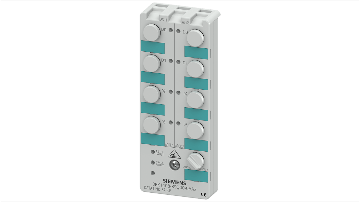 Moduł cyfrowych wejść/wyjść Siemens ‎Łącznik AS-I Cyfrowy Łącznik danych 3RK14088SQ000AA3 152 x 60 x 29 mm