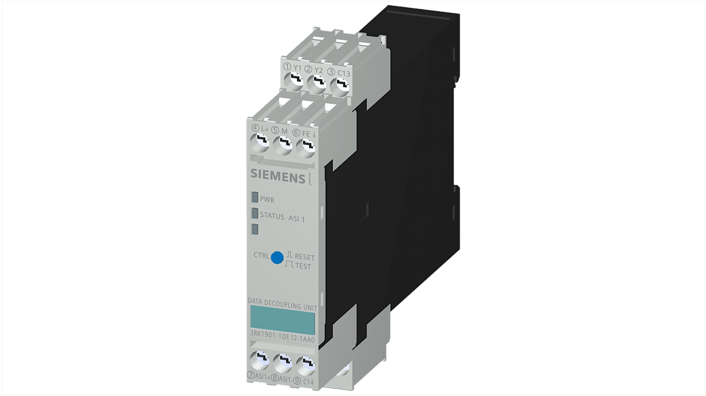 Moduł interfejsu Siemens Odłącznik danych AS-I Data Decoupler Szafa sterownicza 3RK19011DE121AA0 101,3 x 22,5 x 121,2 mm