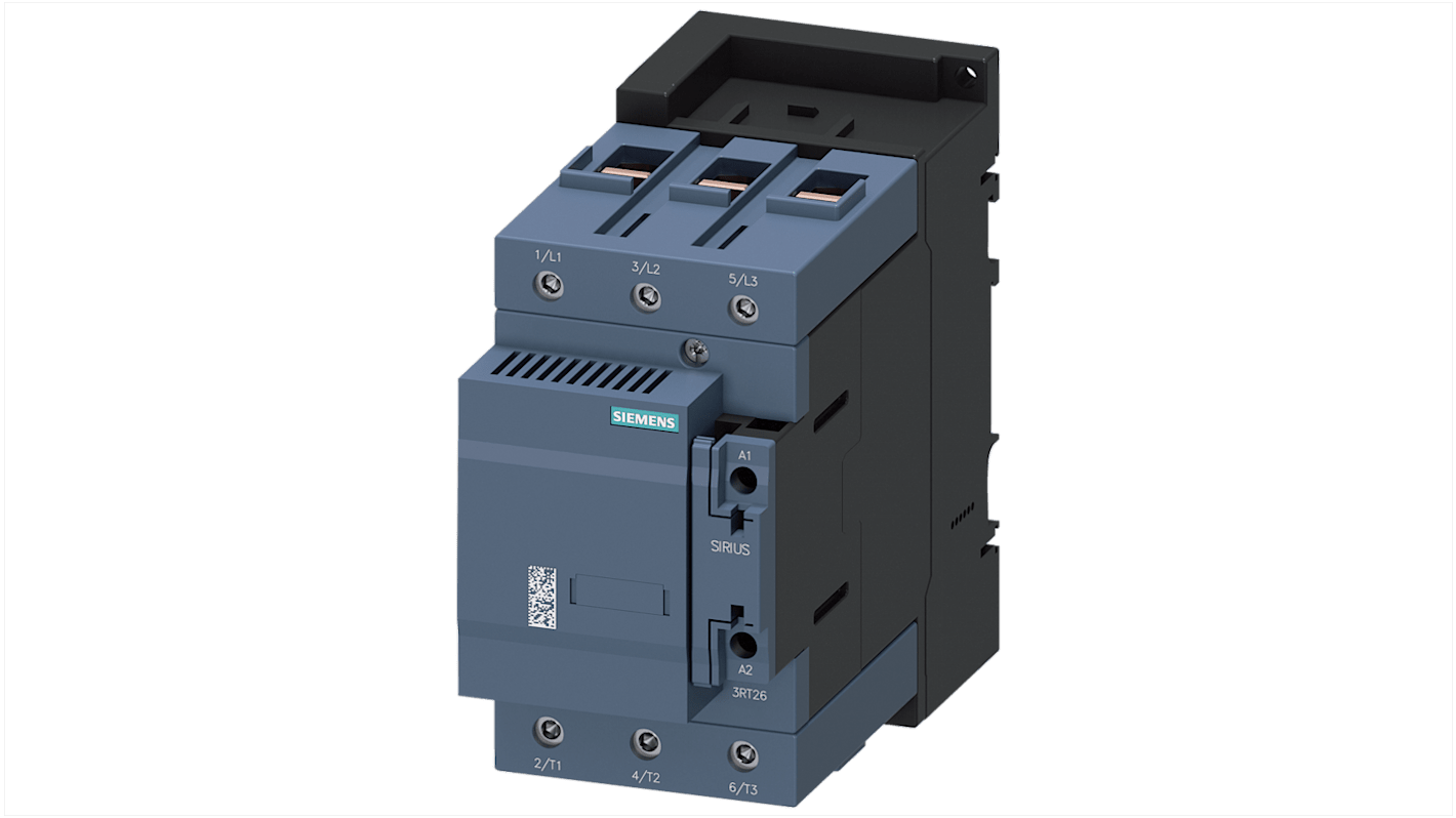 Siemens SIRIUS 3RT Size S3, 3RT26 Capacitor Contactor, 400 V Coil, 3-Pole, 10 A, 2 NC, 110 V
