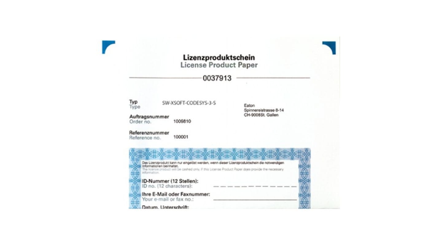 Oprogramowanie Eaton Oprogramowanie SW-XSOFT Okna 171886 SW-XSOFT-CODESYS-3-S 230 x 2 x 162 mm
