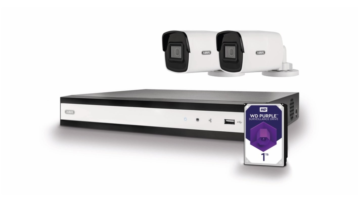 ABUS Indoor, Outdoor IR CCTV Kit, 2 Camera Connections, IP