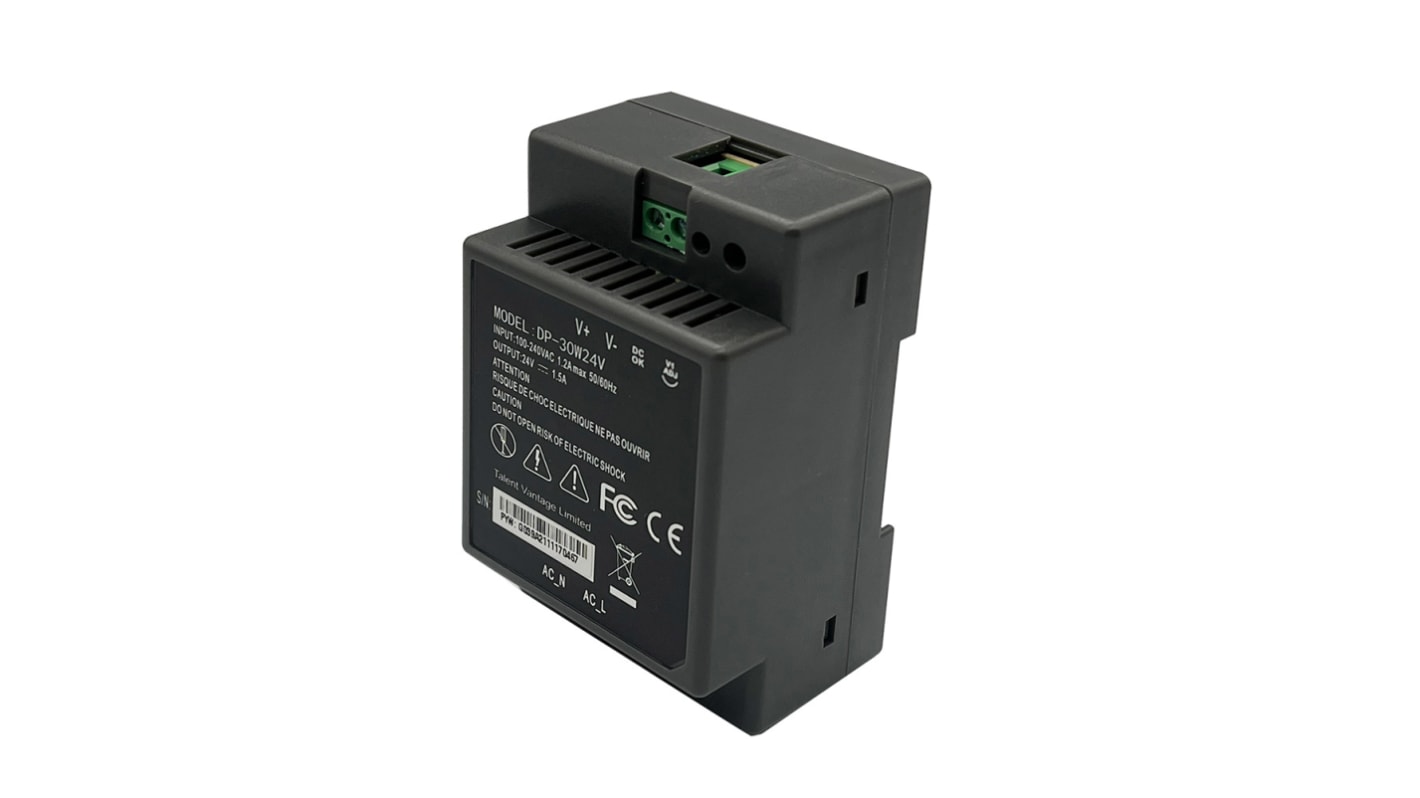 Edimax DP Switched Mode DIN Rail Power Supply, 90 → 264V ac ac Input, 24V dc dc Output, 1.5A Output, 36W