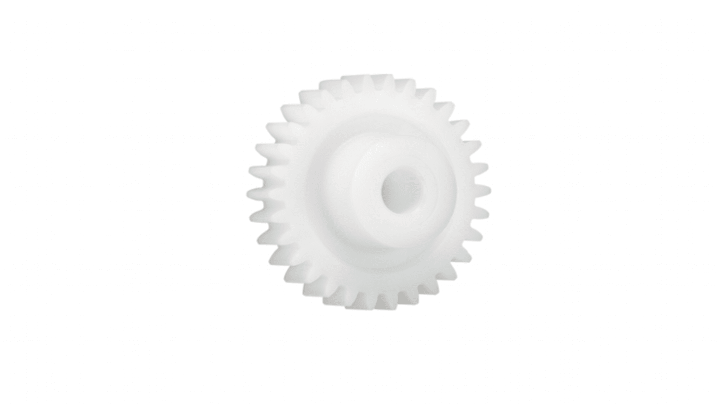 Ingranaggio cilindrico Igus, modulo 0.5, 14 denti, passo Ø 7mm, semigiunto Ø 5mm, foro Ø 2mm, in Iguform S270