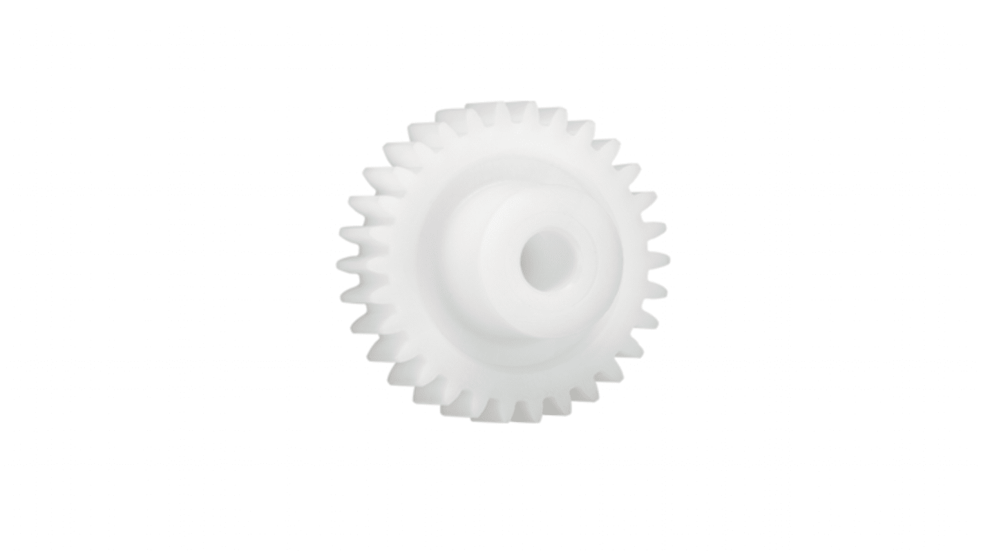 Igus Iguform S270 14 Teeth Spur Gear, 0.5 Module, 2mm Bore Diam, 7mm Pitch Diam, 5mm Hub Diam