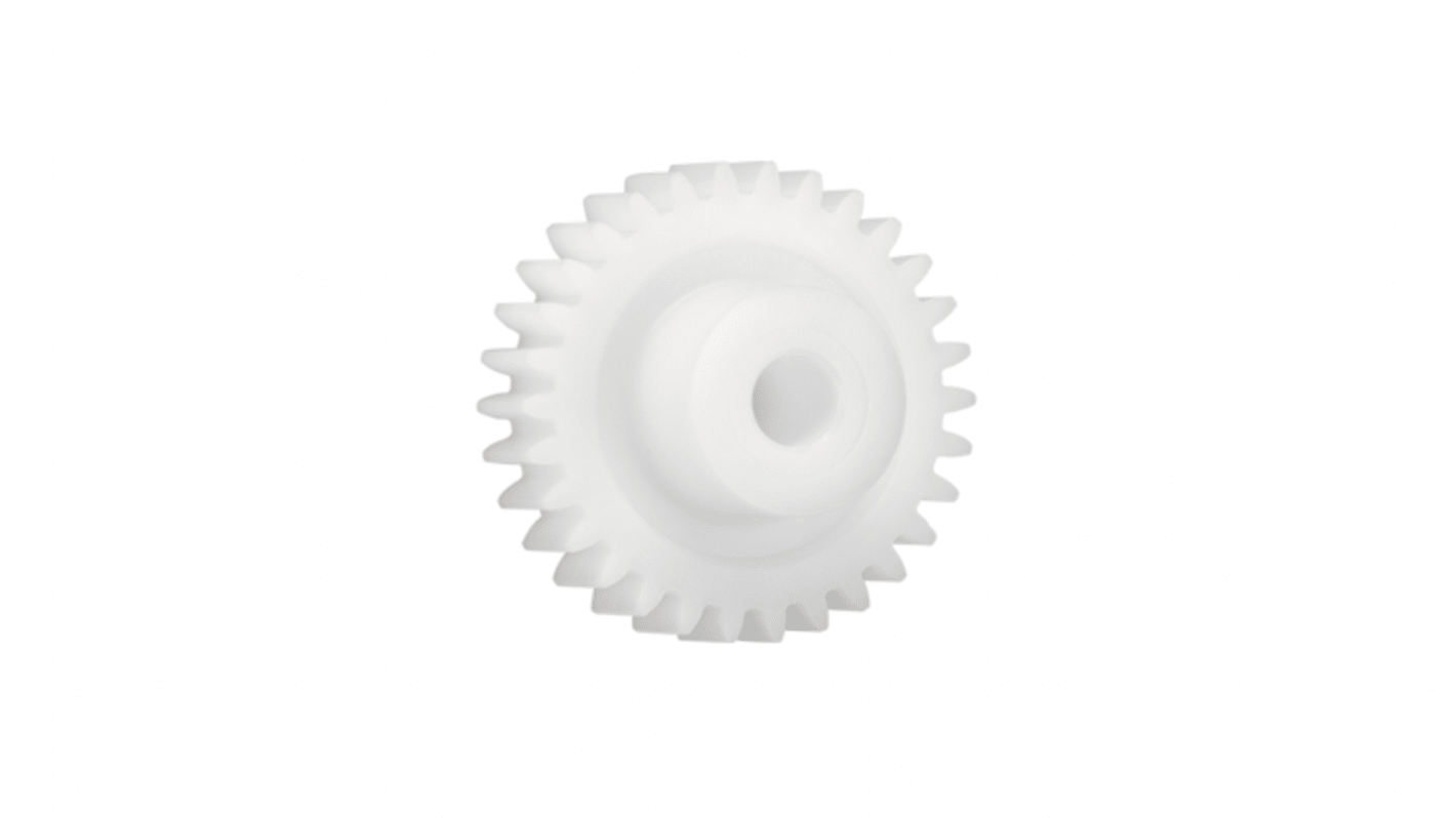 Igus Iguform S270 15 Teeth Spur Gear, 0.5 Module, 3mm Bore Diam, 7.5mm Pitch Diam, 6mm Hub Diam