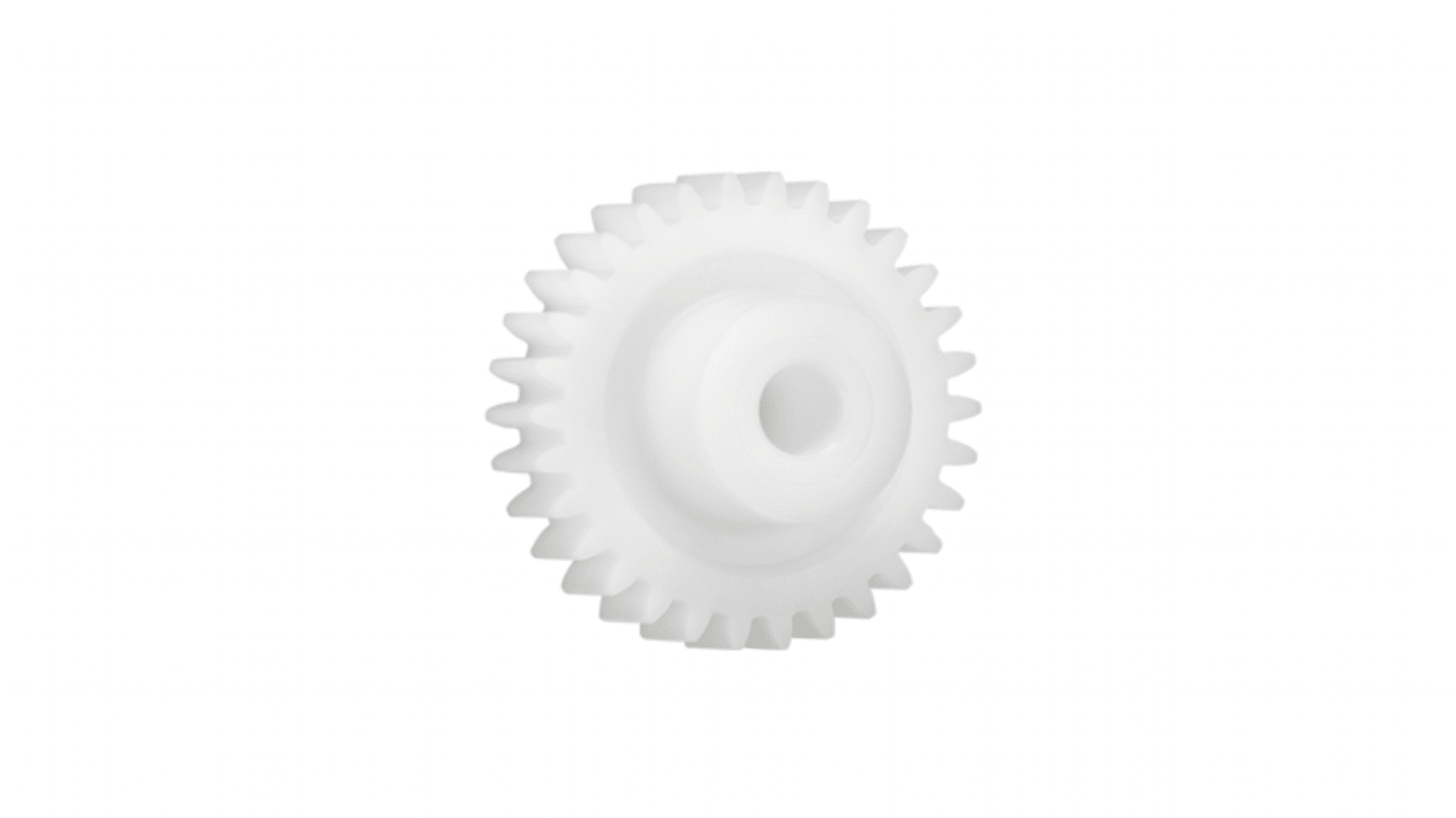 Igus Iguform S270 23 Teeth Spur Gear, 0.5 Module, 4mm Bore Diam, 11.5mm Pitch Diam, 9.9mm Hub Diam