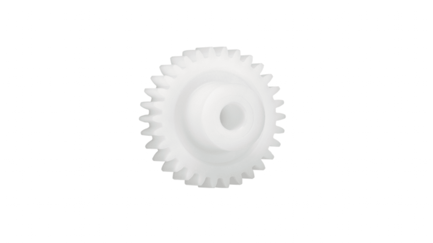 Igus Iguform S270 32 Teeth Spur Gear, 0.5 Module, 4mm Bore Diam, 16mm Pitch Diam, 12mm Hub Diam