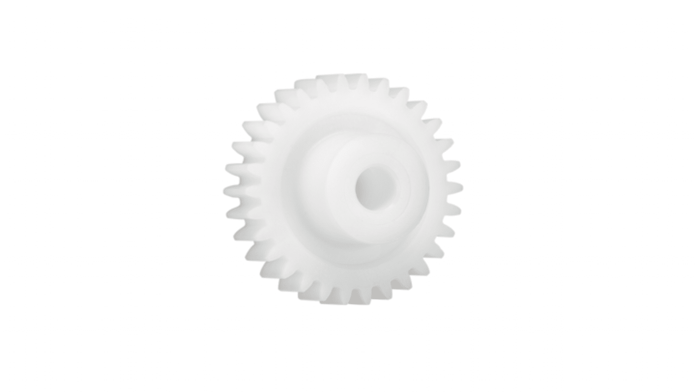 Igus Iguform S270 17 Teeth Spur Gear, 0.7 Module, 4mm Bore Diam, 11.9mm Pitch Diam, 9mm Hub Diam