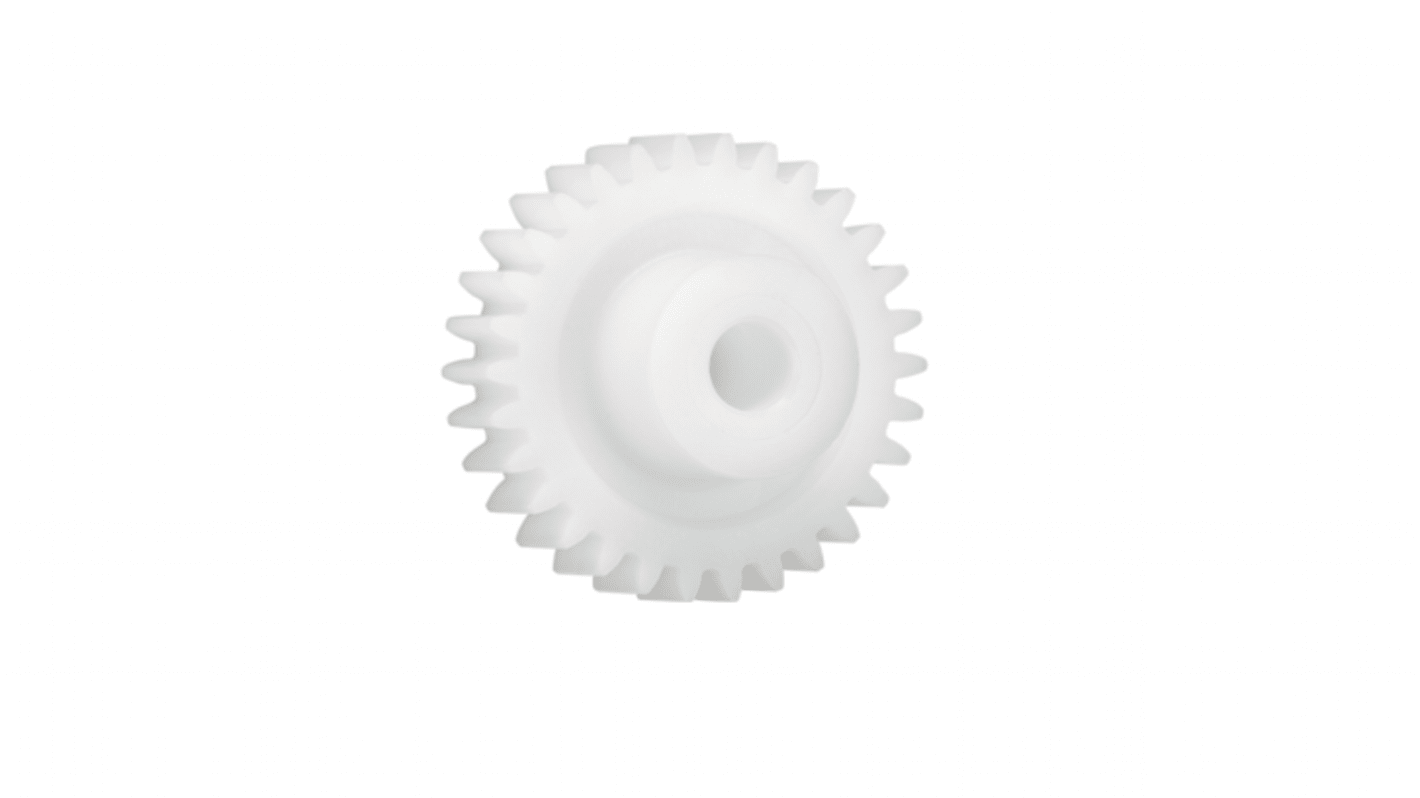Igus Iguform S270 28 Teeth Spur Gear, 0.7 Module, 6mm Bore Diam, 19.6mm Pitch Diam, 9mm Hub Diam
