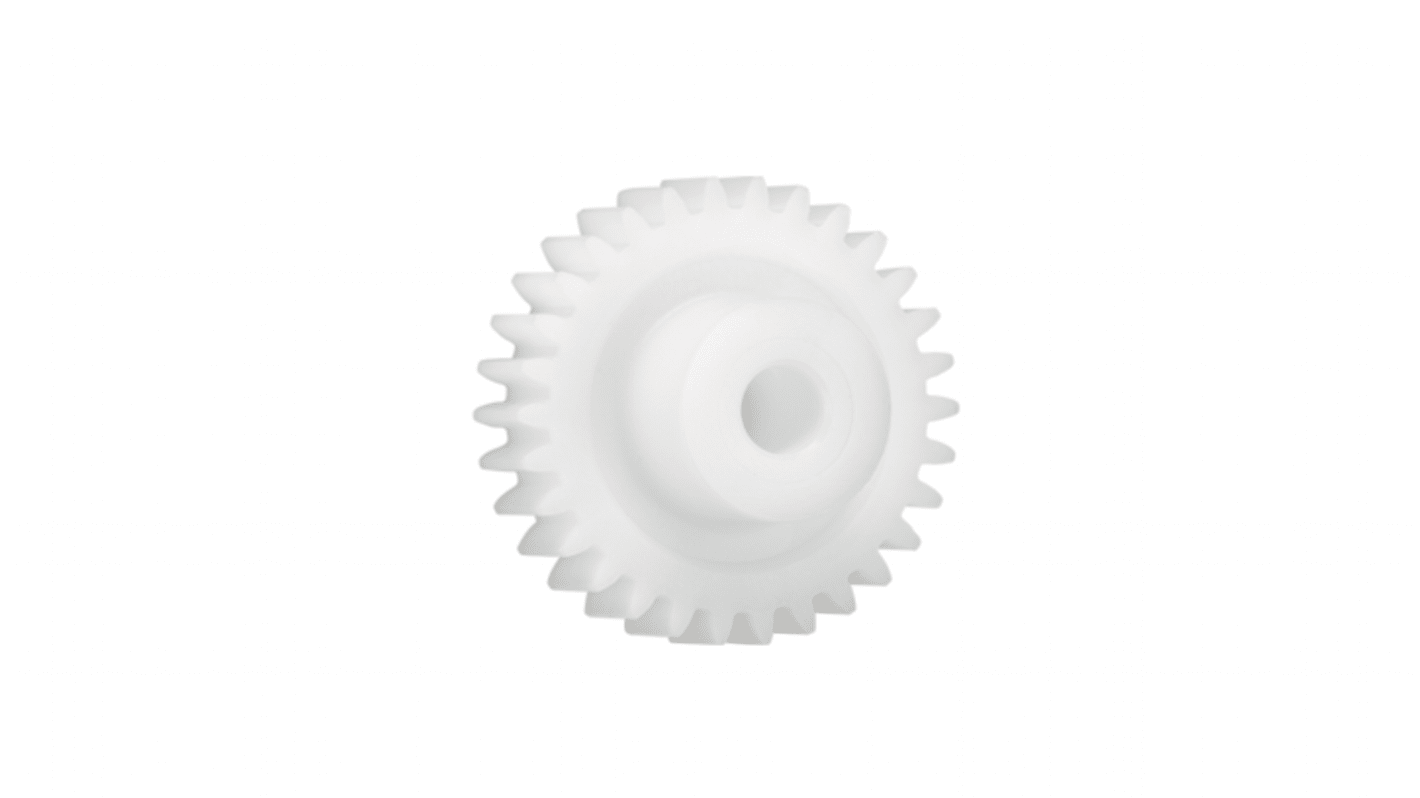 Igus Iguform S270 17 Teeth Spur Gear, 1 Module, 4mm Bore Diam, 17mm Pitch Diam, 9mm Hub Diam