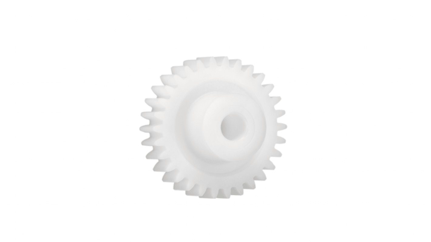 Ingranaggio cilindrico Igus, modulo 1, 50 denti, passo Ø 50mm, semigiunto Ø 18mm, foro Ø 8mm, in Iguform S270