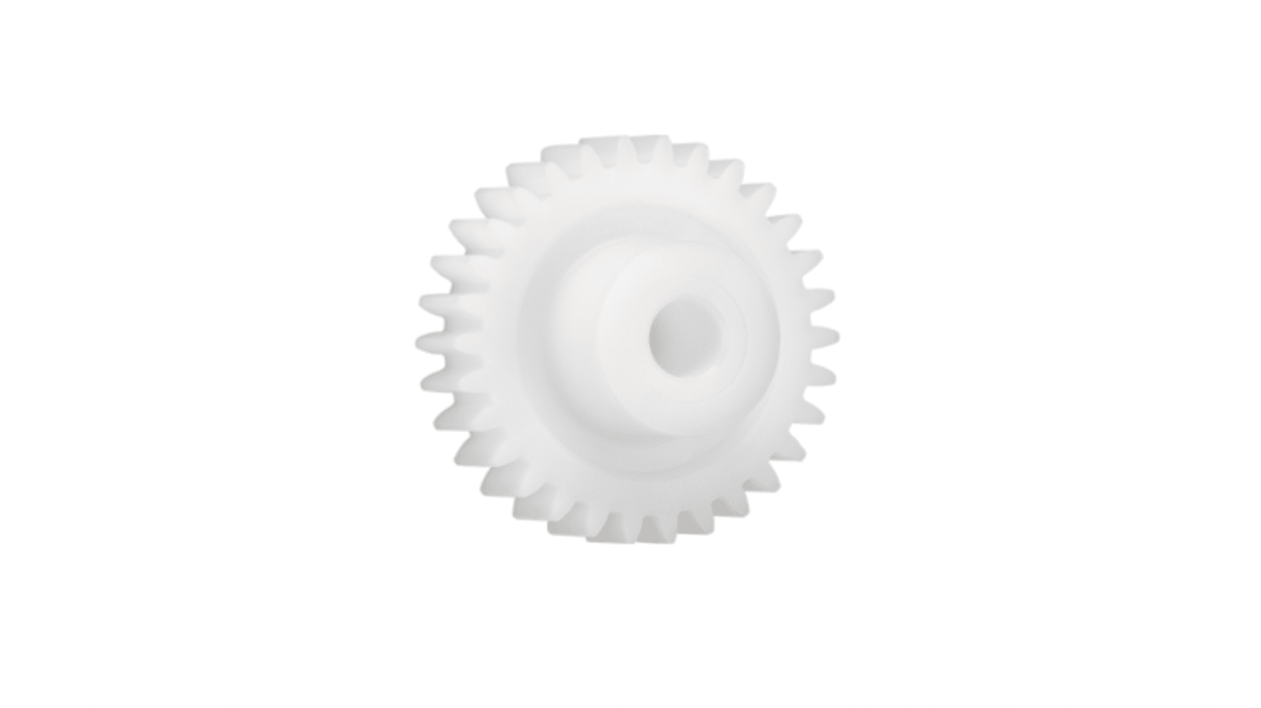 Ingranaggio cilindrico Igus, modulo 1.25, 60 denti, passo Ø 75mm, semigiunto Ø 21mm, foro Ø 10mm, in Iguform S270