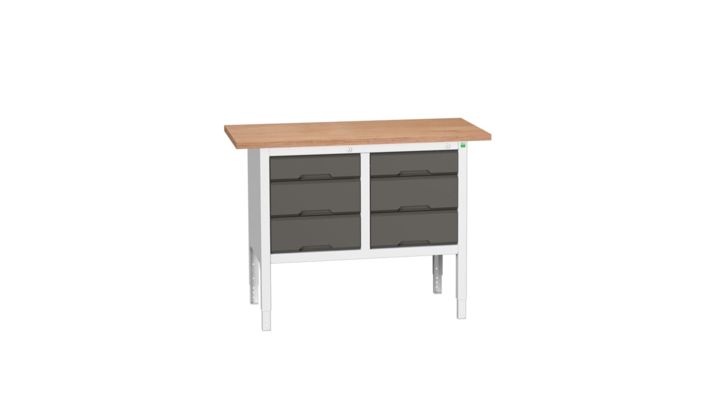 Bott Steel Workbench, Adjustable Height, 830 → 930mm x 1250mm x 600mm