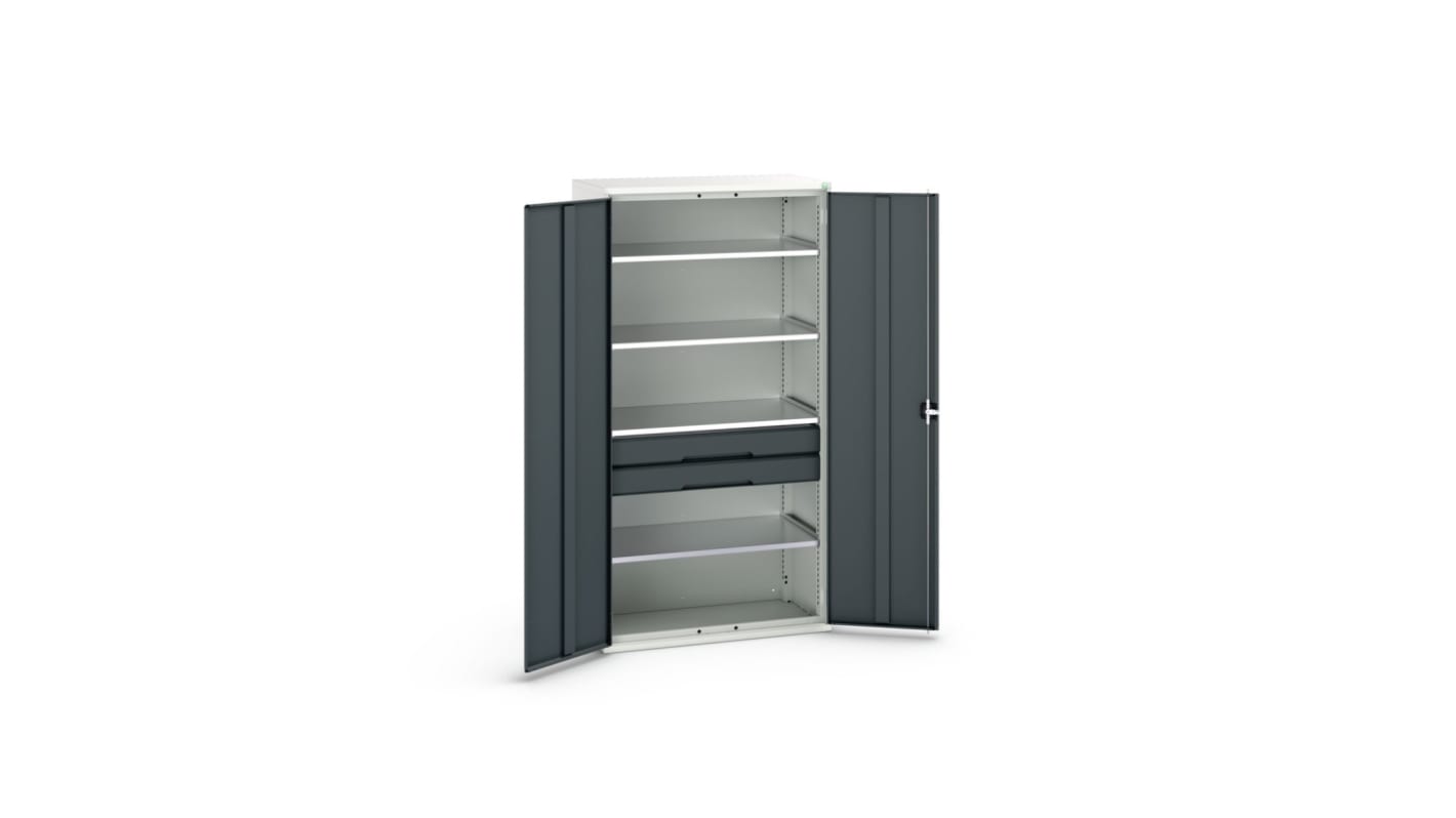 Bott 2 Door, 2 Drawer Sheet Steel Floor Standing Cupboard, 1050 x 550 x 2000mm