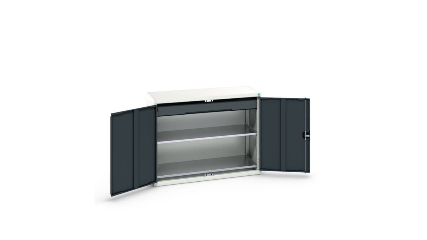 Armadietto da pavimento a 2 ante Bott in Lamiera di acciaio, 1300 x 550 x 1000mm, 2 ripiani, 1 cassetto, Bloccabile
