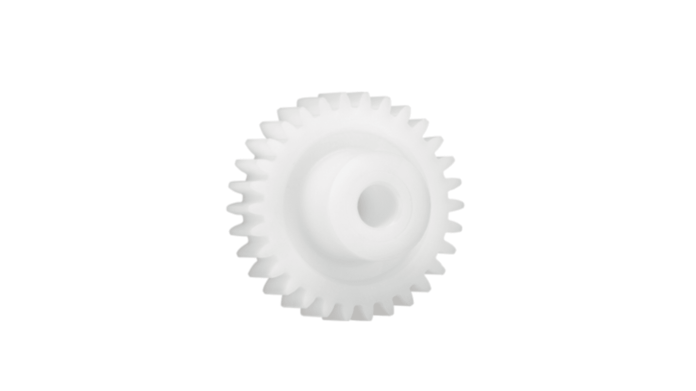 Igus Iguform S270 17 Teeth Spur Gear, 3 Module, 12mm Bore Diam, 51mm Pitch Diam, 24mm Hub Diam