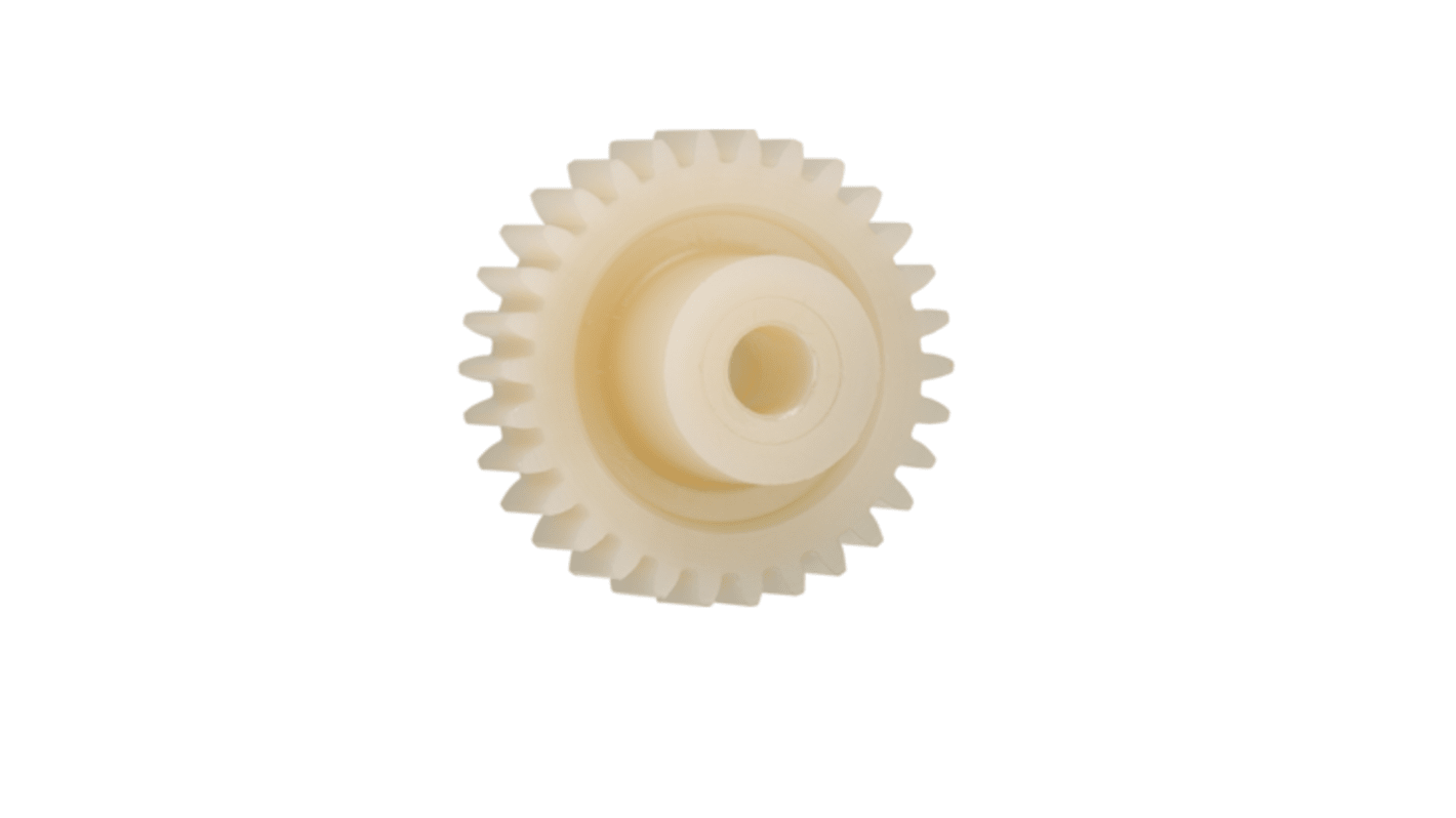 Igus Igutek P360 12 Teeth Spur Gear, 0.5 Module, 2mm Bore Diam, 6mm Pitch Diam, 4mm Hub Diam