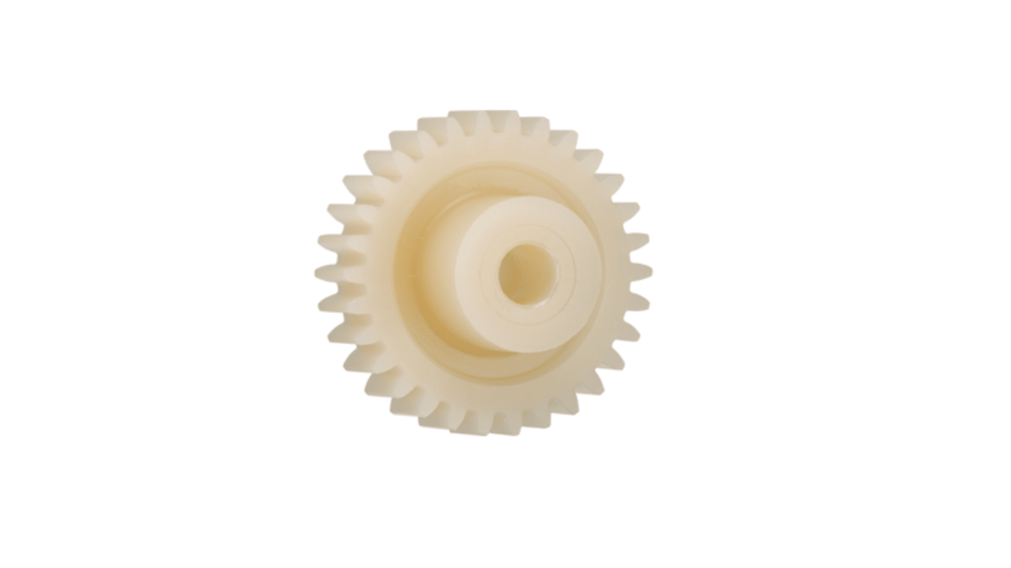 Igus Iguform S270 18 Teeth Spur Gear, 0.5 Module, 4mm Bore Diam, 7mm Pitch Diam, 7.8mm Hub Diam
