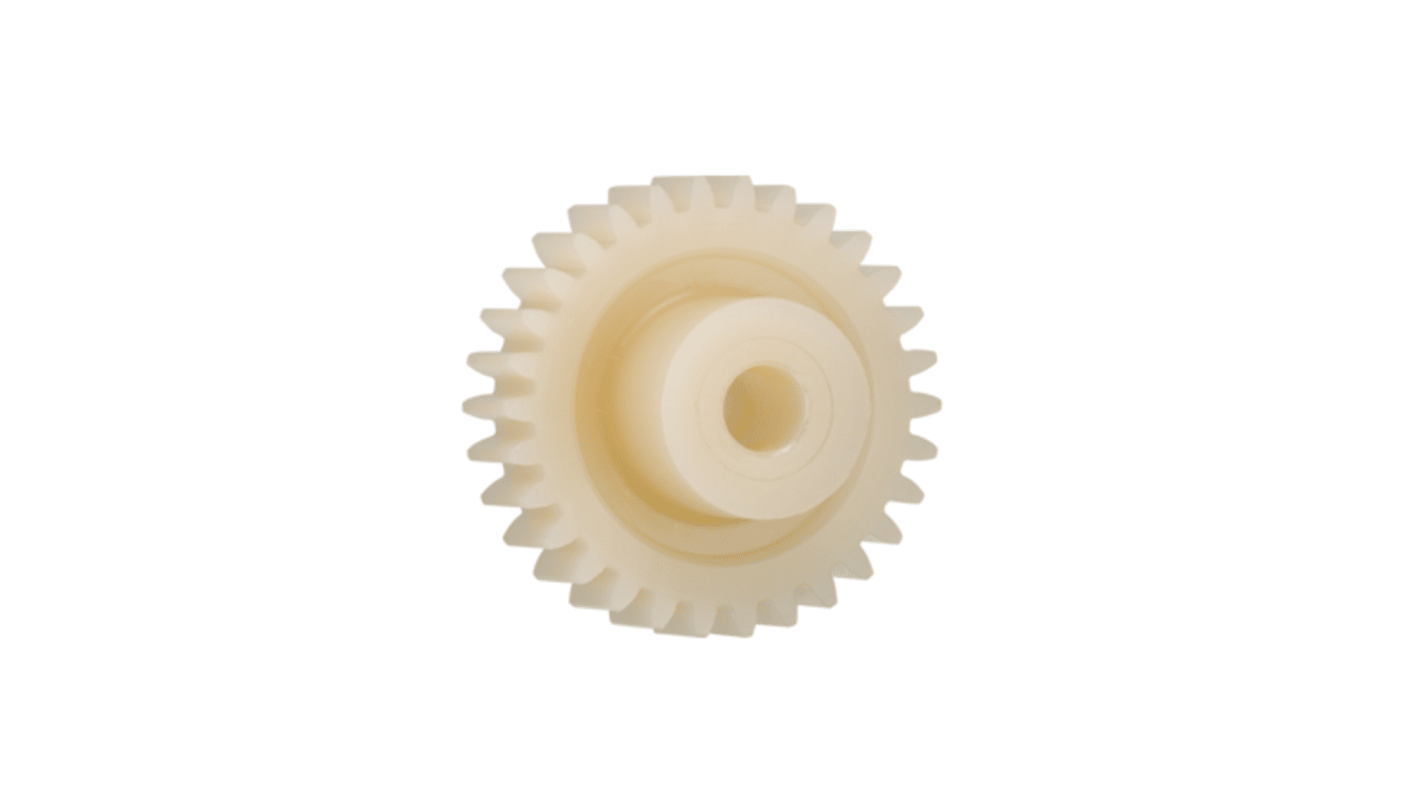 Igus Igutek P360 75 Teeth Spur Gear, 0.5 Module, 6mm Bore Diam, 37.5mm Pitch Diam, 15mm Hub Diam