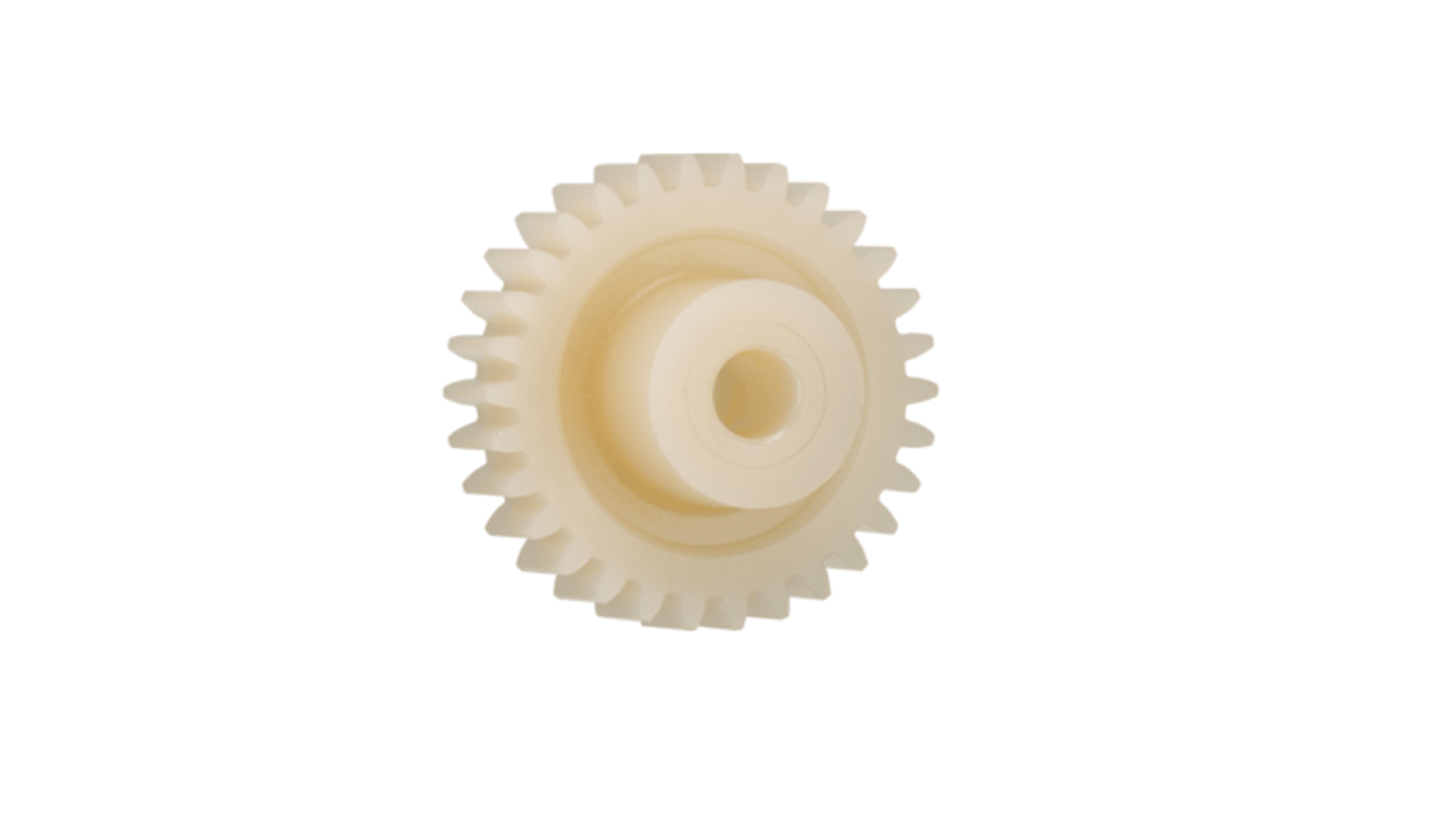 Igus Iguform S270 100 Teeth Spur Gear, 0.5 Module, 6mm Bore Diam, 50mm Pitch Diam, 15mm Hub Diam