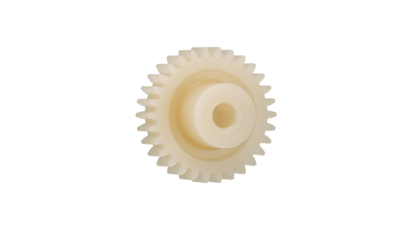 Igus Igutek P360 15 Teeth Spur Gear, 1 Module, 4mm Bore Diam, 15mm Pitch Diam, 9mm Hub Diam