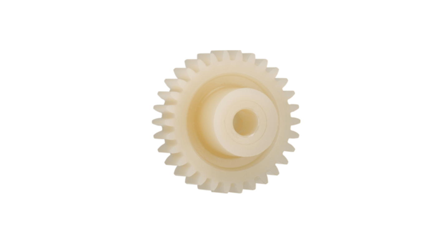 Igus Igutek P360 38 Teeth Spur Gear, 1 Module, 8mm Bore Diam, 38mm Pitch Diam, 18mm Hub Diam