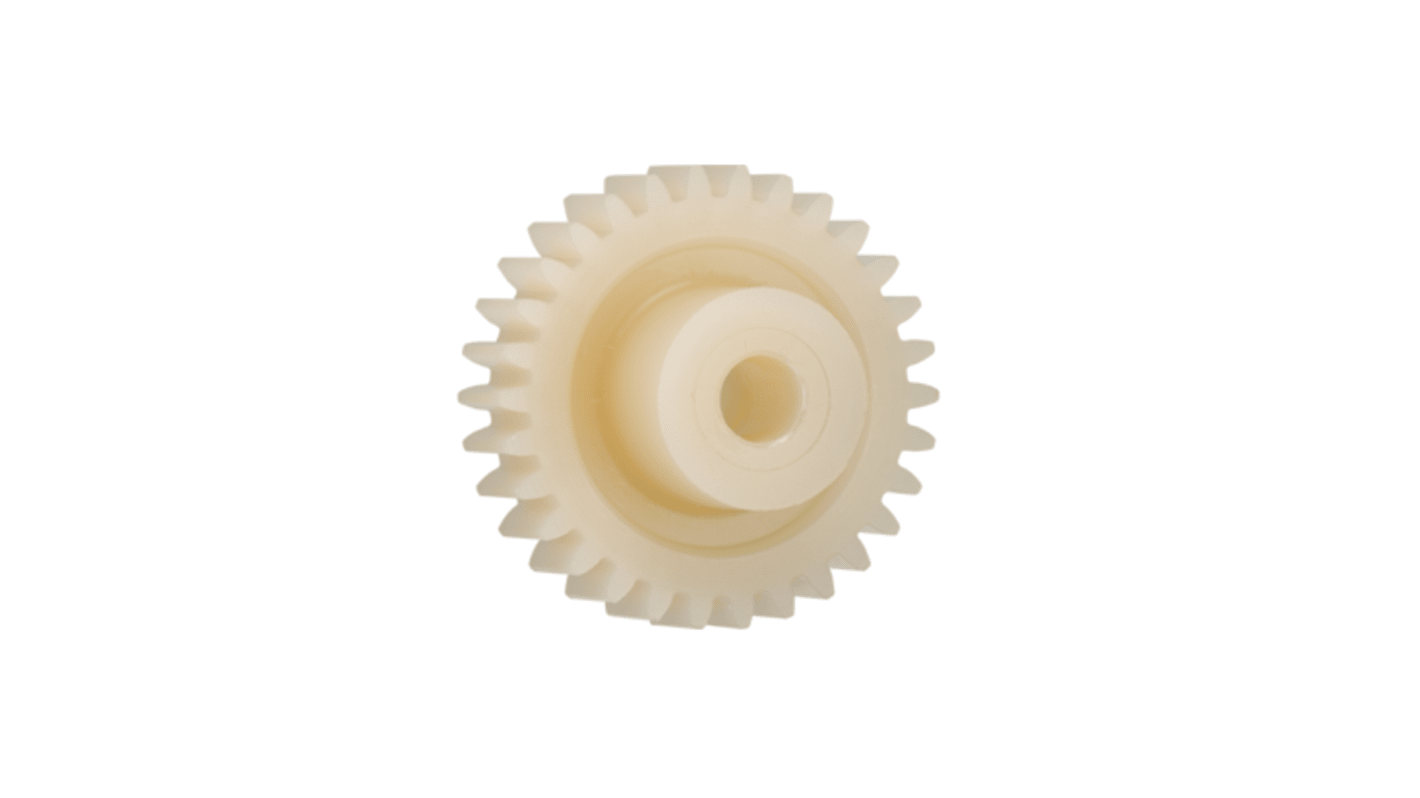 Ingranaggio cilindrico Igus, modulo 2, 35 denti, passo Ø 70mm, semigiunto Ø 26mm, foro Ø 12mm, in Igutek P360