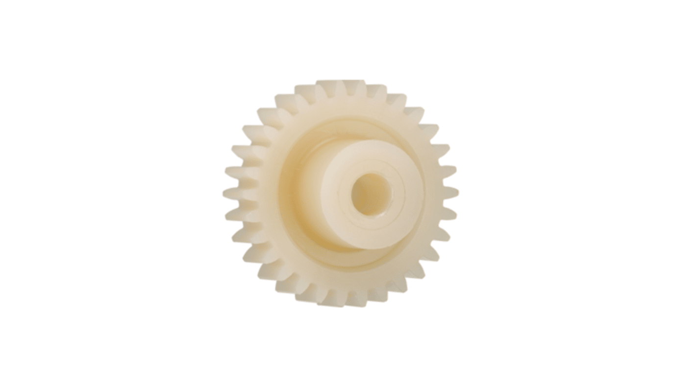 Igus Iguform S270 19 Teeth Spur Gear, 3 Module, 12mm Bore Diam, 57mm Pitch Diam, 24mm Hub Diam