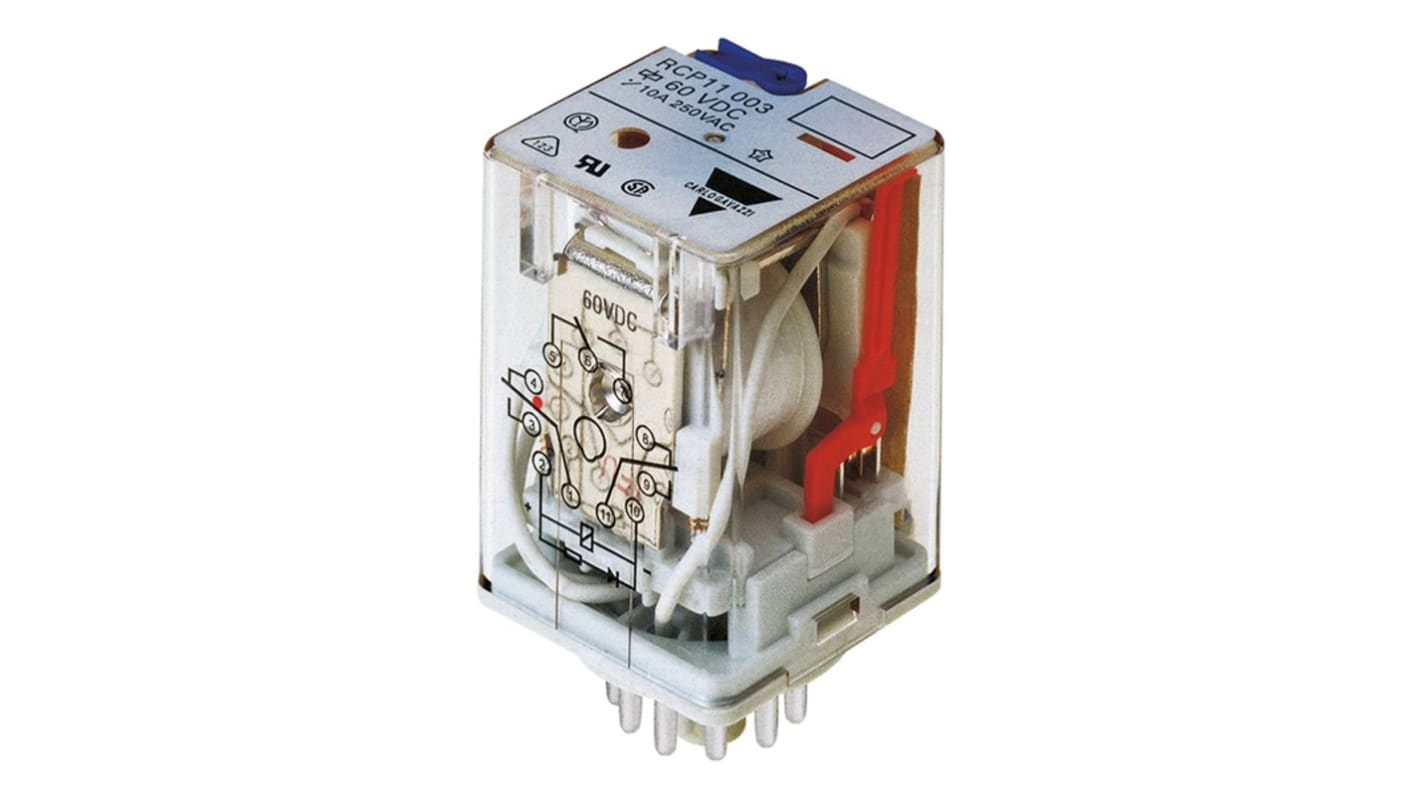 Carlo Gavazzi Plug In Power Relay, 48V ac Coil, 10A Switching Current, 3PDT