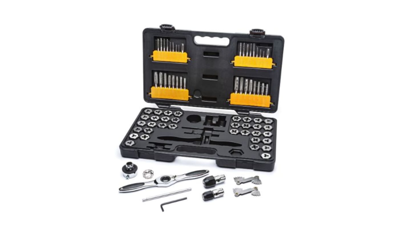 GearWrench 77-Piece Carbon Steel Tap & Die Set, 4 mm - 12 mm Taps, 4 mm - 12 mm Dies