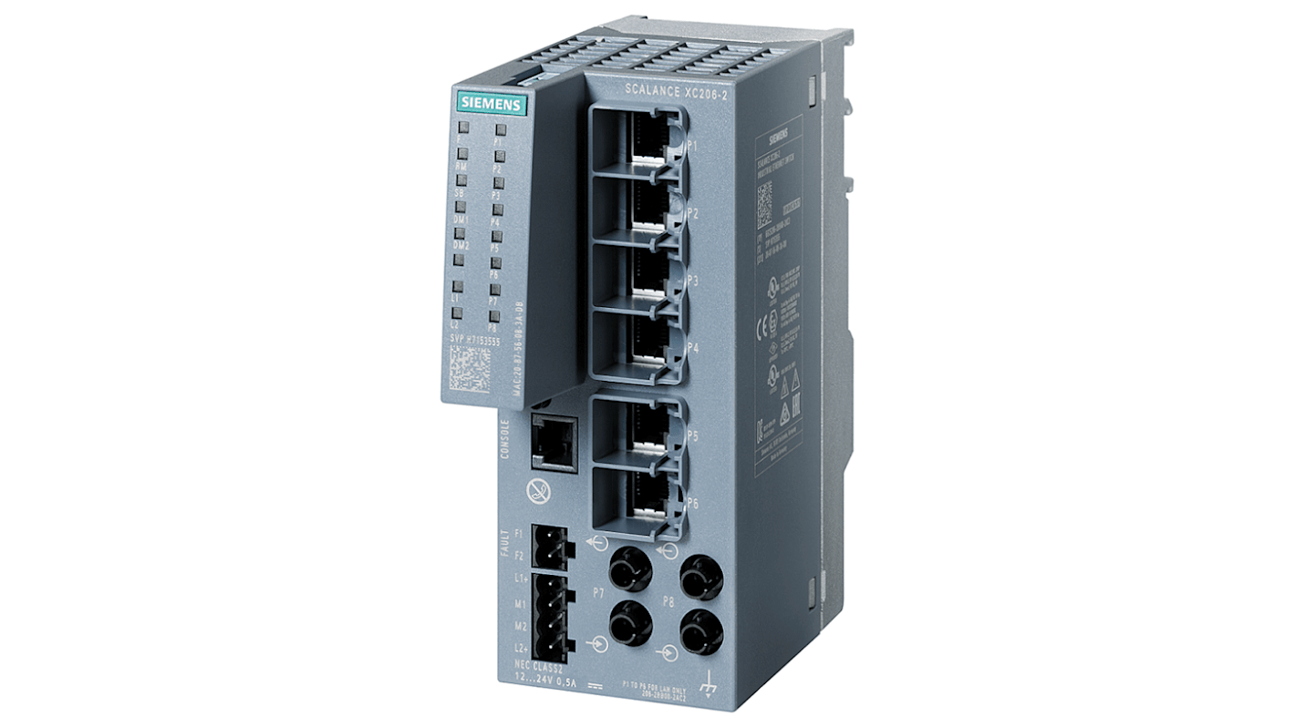 Siemens 9口管理型网络交换机, 6个RJ45口, XC206-2系列