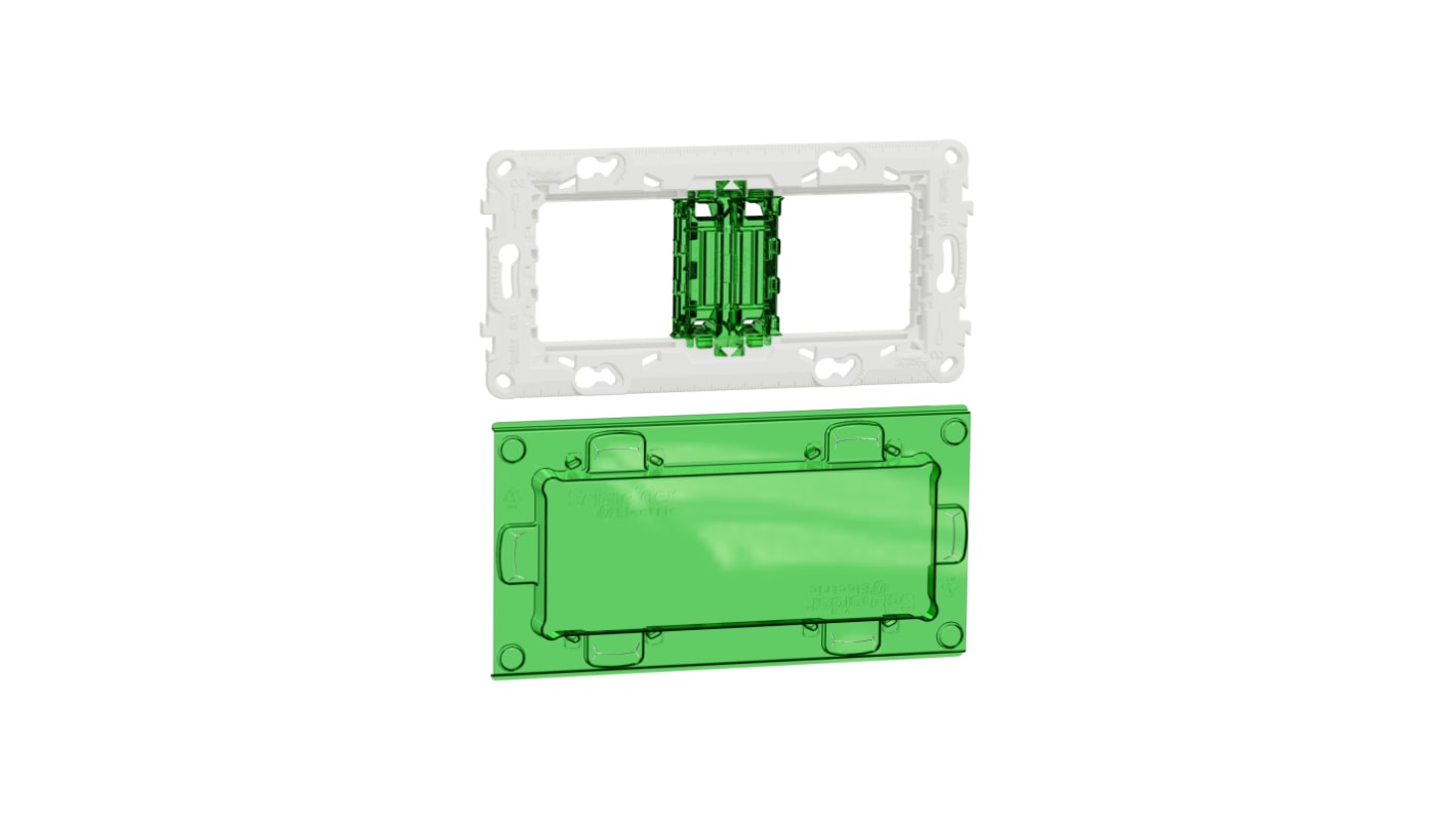 Cadre Schneider Electric Unica, 2 postes, Vert, Transparent, PBT