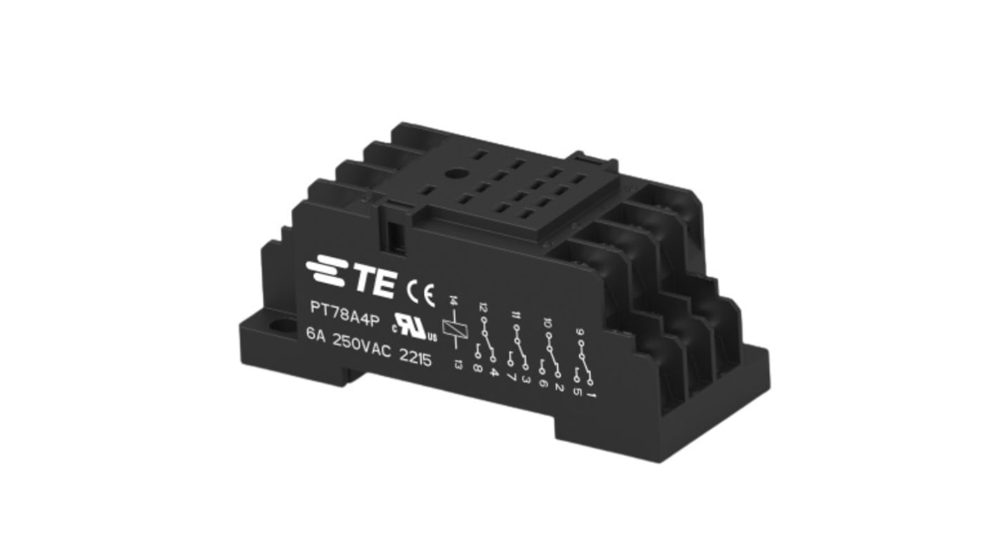 TE Connectivity 2071566 14 Pin 230V DIN Rail Relay Socket, for use with Relay